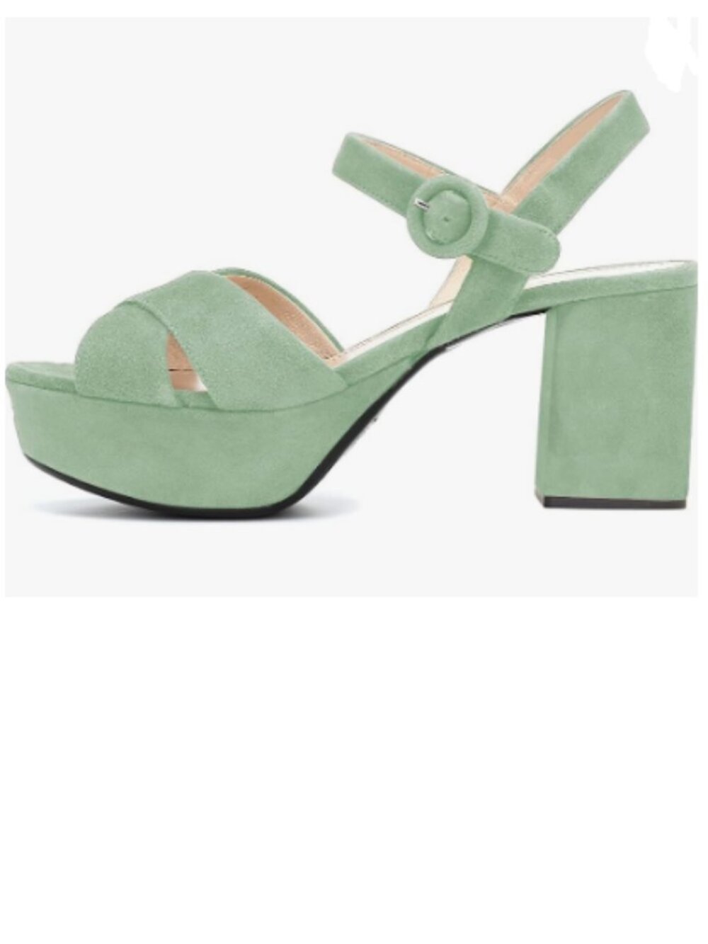 FSJ Grass Green Peep Toe Chunky High Heels Platform Sandals Ankle Strap Shoes